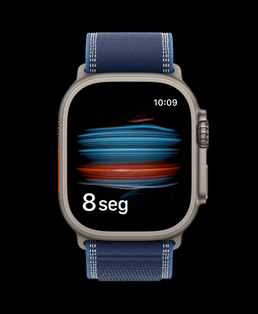 Apple Watch Ultra 3 com caixa de titânio natural, teste de oxigênio no sangue no app Saúde