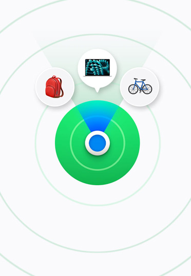 Le bureau d’un MacBook affiche un écran d’iPhone complet avec plusieurs widgets. Sur la gauche, une fenêtre de navigateur affiche un arrière-plan coloré.