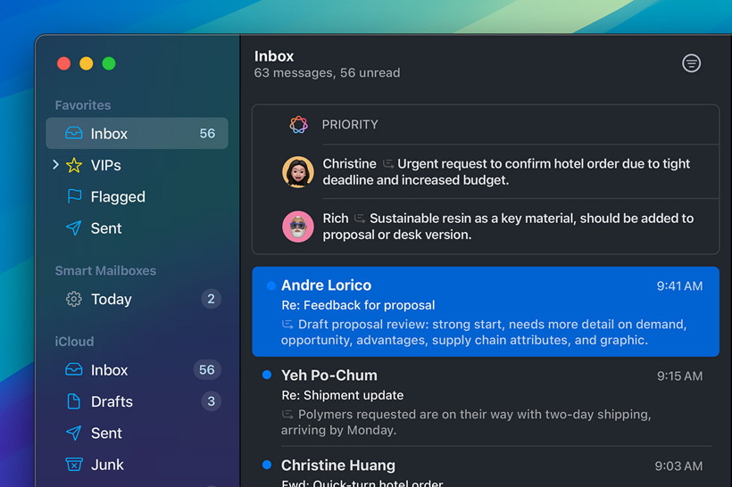 De Apple Intelligence-feature Prioriteitsberichten in de Mail‑app