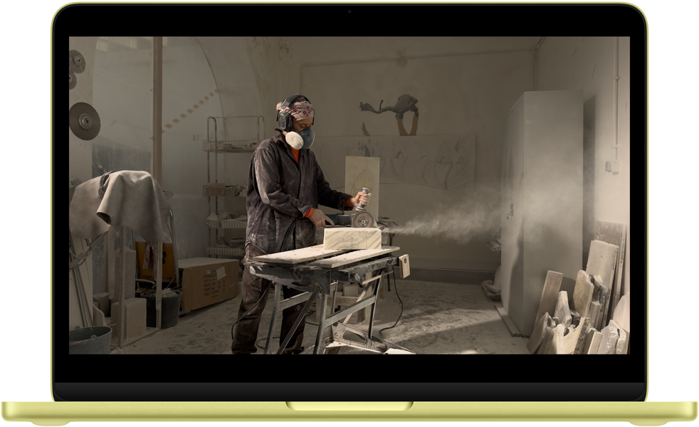 MacBook Neo, citrus color, scene from Pluribus show onscreen