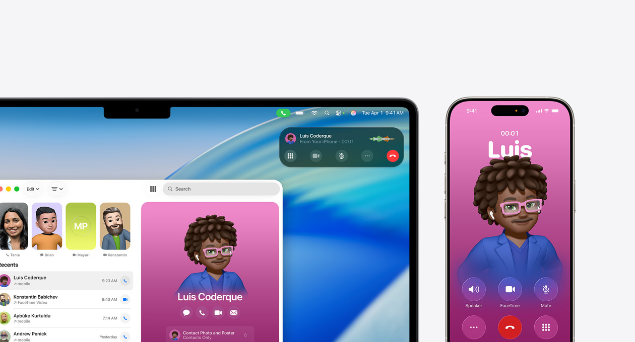 Mac-device met de nieuwe Telefoon-app op het scherm