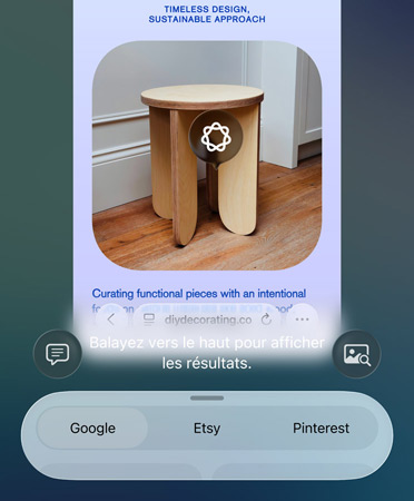 Fonctionnalité Intelligence visuelle en cours d’utilisation