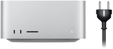 Το Mac Studio δίπλα στο καλώδιο τροφοδοσίας του