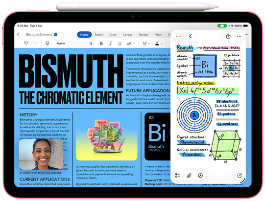 Front view of iPad with Apple Pencil charging on top of it