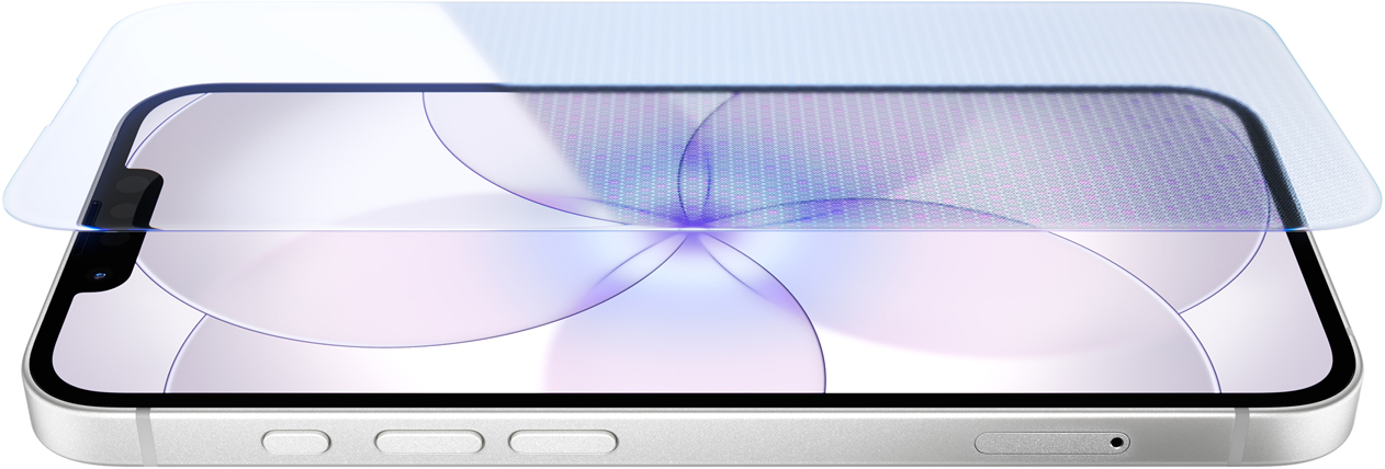 iPhone 17e, parte frontal con Ceramic Shield 2, parte lateral, color blanco, botones: Acción, volumen