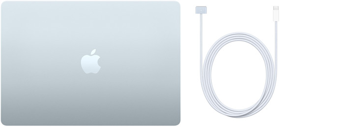 15 colių „MacBook Air“ ir USB‑C į „MagSafe 3“ laidas