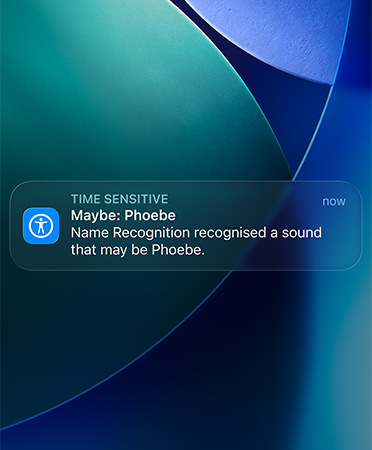 Sound Recognition and Name Recognition features in use, identifying a sound