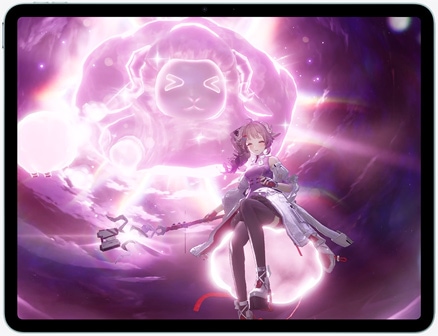 Pohľad spredu na iPad Air so scénou z akčnej videohry Control