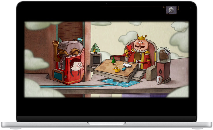 MacBook Neo, strieborná farba, na obrazovke je scéna z hry Oceanhorn 3