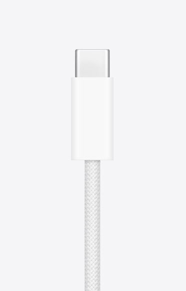 USB-C uzlādes kabeļa tuvplāns.