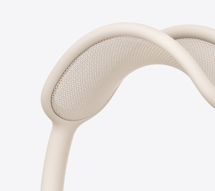 AirPods Max 2 headphones, starlight colour, detail of mesh canopy
