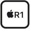 Icône carrée aux coins arrondis, à l’intérieur : le logo Apple et la mention R1
