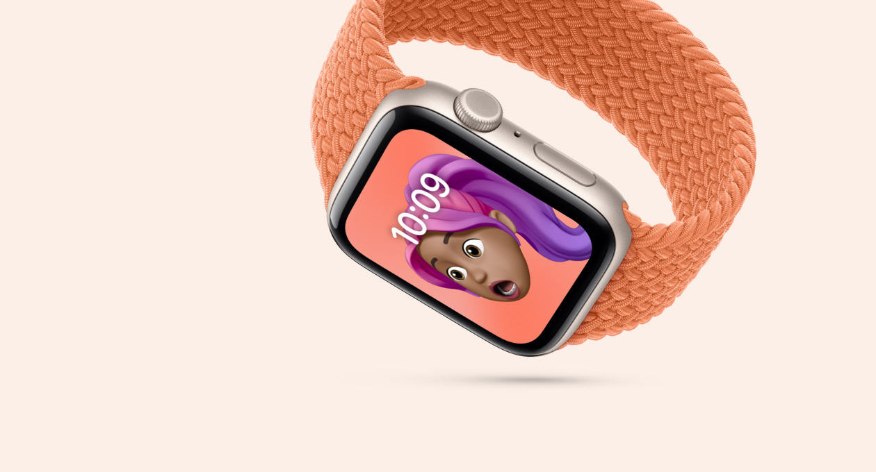 Apple Watch SE 3, alumīnija ietvars, zvaigžņu krāsa, pret plaisāšanu noturīga stikla displejs, siksniņa, Braided Solo Loop siksniņa, kurkumas krāsa