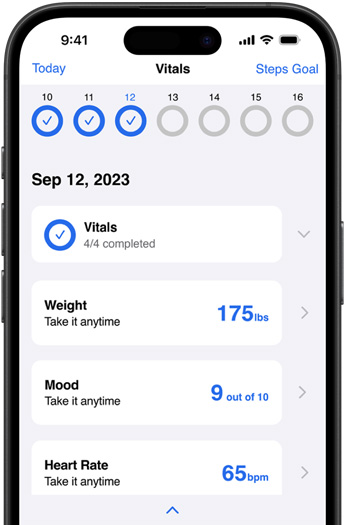 Corrie Healthアプリが表示されているiPhone