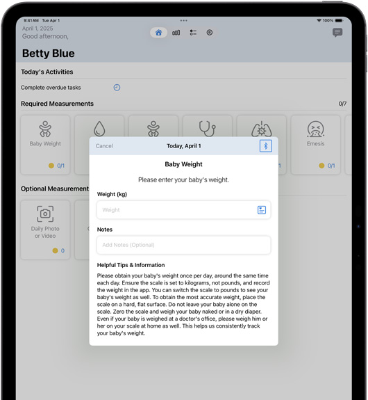 Locus Healthアプリが表示されているiPadの画面