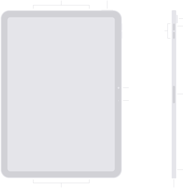 iPad Air pogu un savienojumu atrašanās vietas