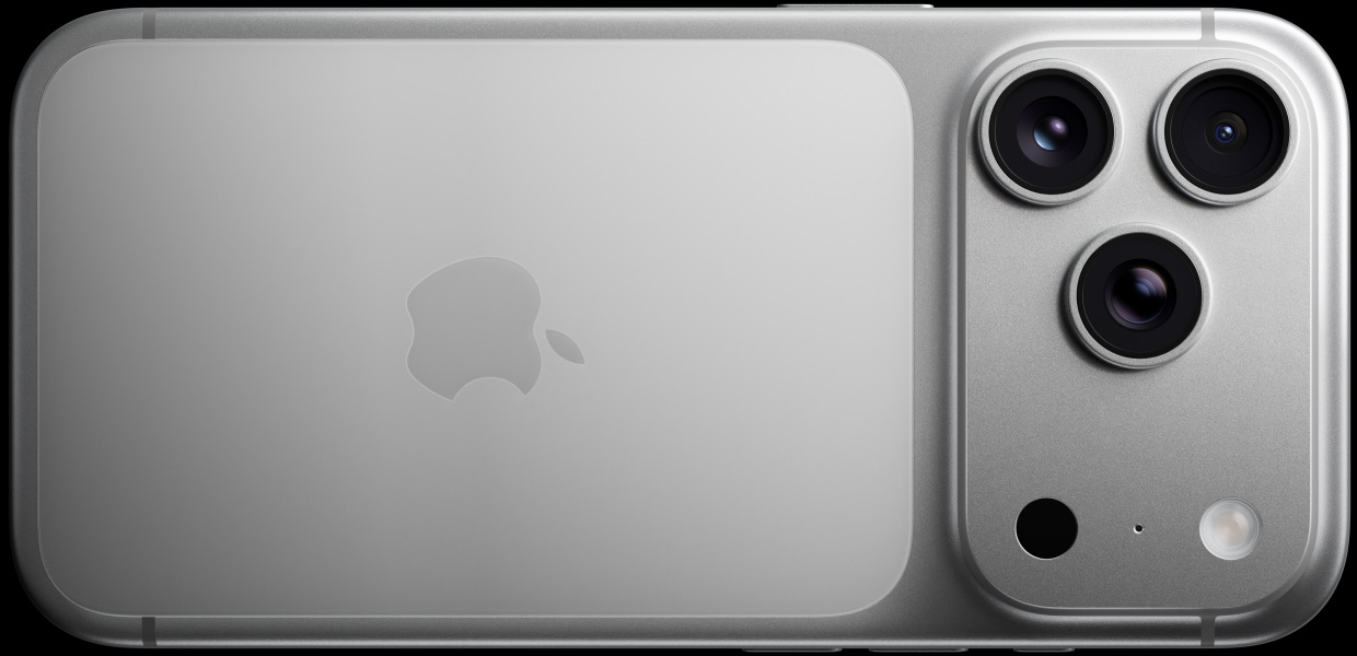 iPhone 17 Pro, ασημί, πίσω εξωτερική όψη, σύστημα κάμερας Pro Fusion, 3 φακοί, μικρόφωνο, φλας