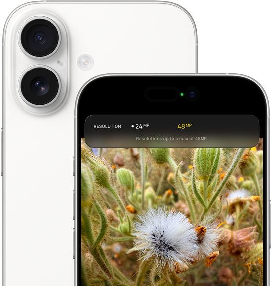 iPhone 17, aizmugures skats, noapaļoti stūri, Dual Fusion kameras sistēma augšējā kreisajā stūrī, balta krāsa, priekšpuses skats, Dynamic Island, noapaļoti stūri