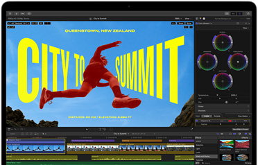 MacBook Air ekrāns, kurā redzama video apstrāde, lai uzskatāmi demonstrētu M5 čipa iespējas