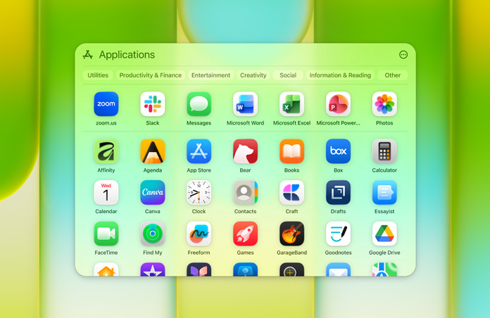 Applications logs ar dažādām aplikācijām