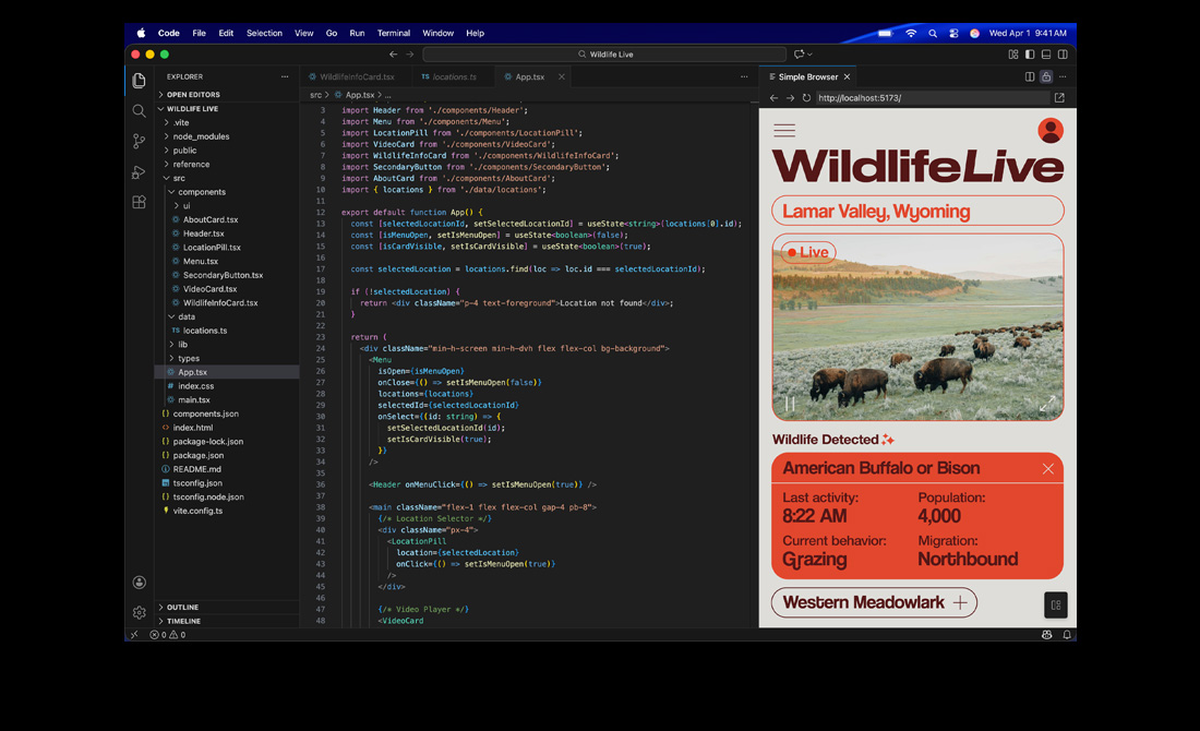 Lo schermo di un MacBook Pro che mostra il codice di un’app in Visual Studio Code