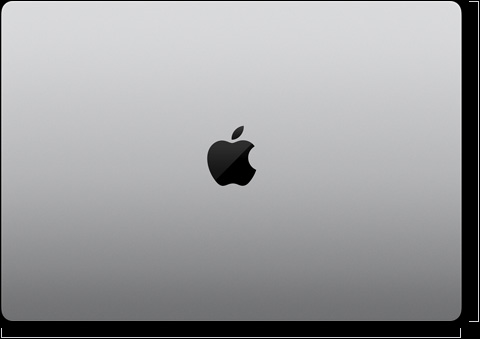 16 collu MacBook Pro ārpuse, aizvērts, centrā Apple logotips