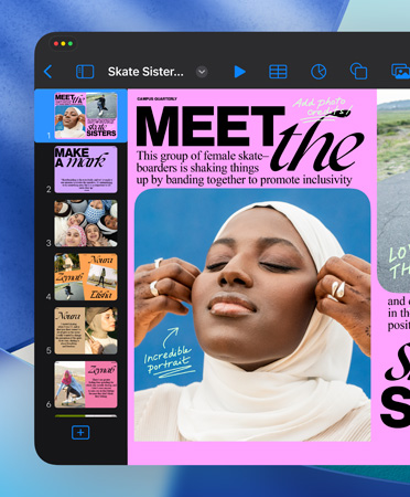 Jendela Keynote yang terbuka menampilkan kontrol yang elegan dan efisien.