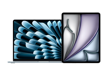 MacBook Air 和 iPad 並排放置