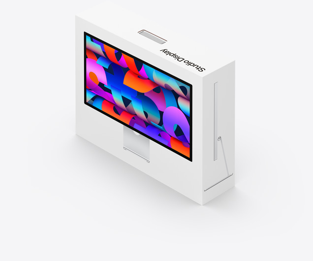 Studio Display un tā iepakojums